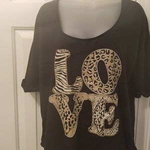Short Sleeve Tee Shirt  W/Cheetah Print